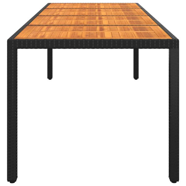 vidaXL Mesa jardín madera acacia ratán sintético negro 250x100x75 cm