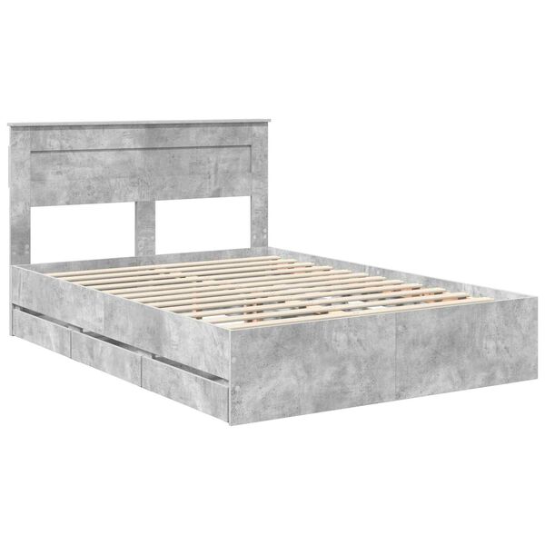 vidaXL Estructura de cama Gris Concreto 140 x 200 cm Madera Ingenieril