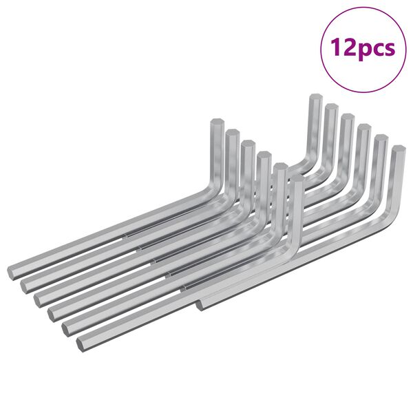 vidaXL Llave hexagonal 12 pcs Plateado 32 x 86 mm Acero
