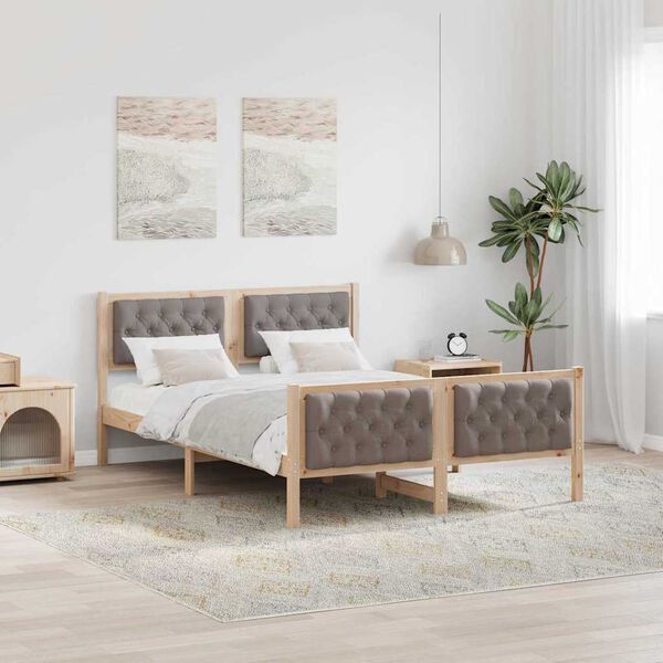 vidaXL Estructura de cama Taup&eacute; 140 x 200 cm Madera de pino macizo