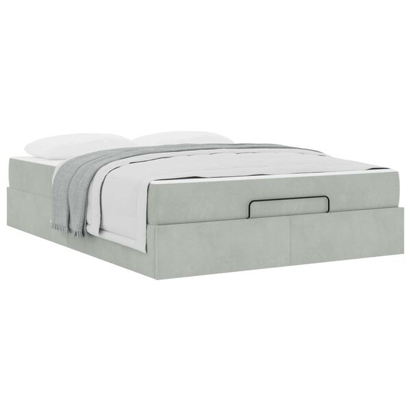 vidaXL Estructura de cama con colchón 2 pcs Gris claro Terciopelo