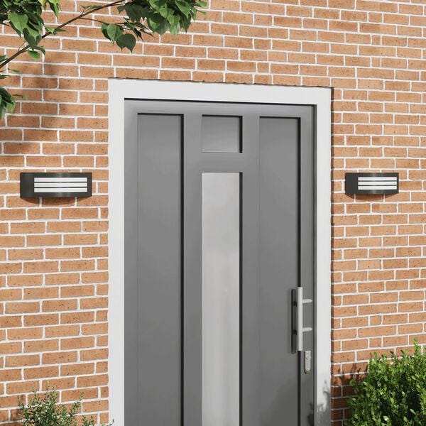 vidaXL Luz de pared exterior 2 pcs Negro 32 x 10 x 10 cm