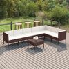 vidaXL Set muebles de jard&iacute;n 8 pzas y cojines rat&aacute;n sint&eacute;tico marr&oacute;n