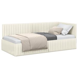 vidaXL Estructura de cama en esquina Crema 90 cm x 190 cm Terciopelo