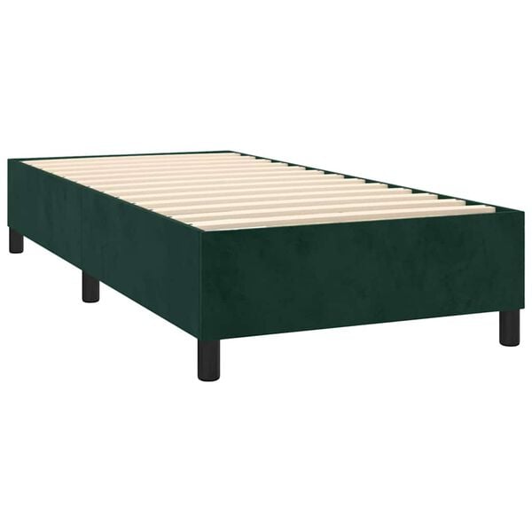 vidaXL Cama box spring con colch&oacute;n terciopelo verde oscuro 80x200 cm