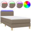 vidaXL Cama box spring con colch&oacute;n LED tela gris taupe 80x200 cm