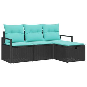 vidaXL Juego de Sof&aacute; 4 uds. 4-N&uacute;mero de plazas Negro y Turquesa