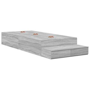 vidaXL Cama con almacenamiento Gris Sonoma 100 cm Madera contrachapada