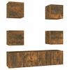 vidaXL Set de muebles de TV 6 pzas madera contrachapada roble ahumado