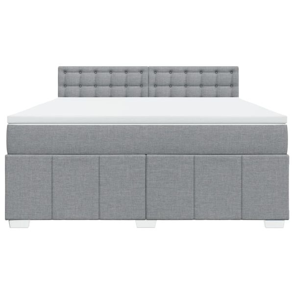 vidaXL Cama box spring con colch&oacute;n tela gris claro 180x200 cm