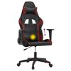 vidaXL Silla gaming de masaje cuero sint&eacute;tico negro y rojo vino tinto
