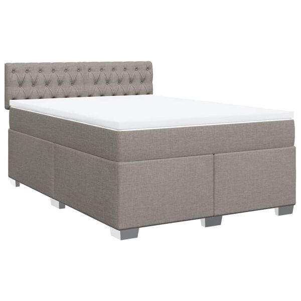 vidaXL Cama box spring con colch&oacute;n tela gris taupe 160x200 cm