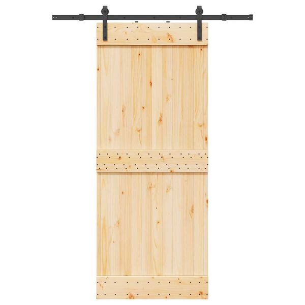vidaXL Puerta corredera con herrajes madera maciza de pino 85x210 cm