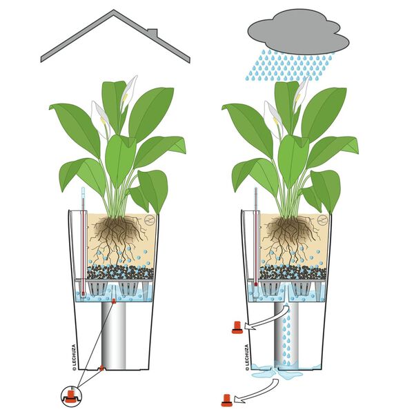 LECHUZA Jardinera CILINDRO Cottage 23 ALL-IN-ONE marr&oacute;n arena &Oslash;23 cm