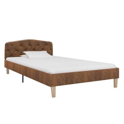 vidaXL Estructura de cama de piel de ante artificial marrón 90x200 cm