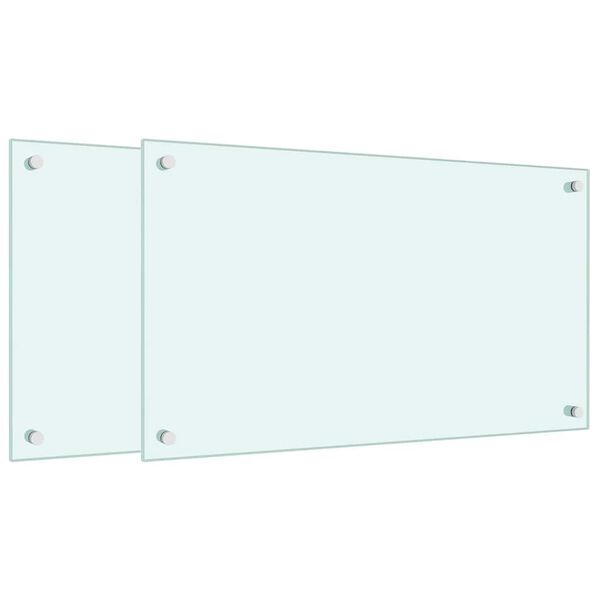 vidaXL Salpicaderos de cocina 2 uds vidrio templado blanco 70x40 cm