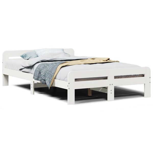 vidaXL Estructura de cama sin colchón madera maciza blanca 120x190 cm