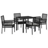 vidaXL Conjunto de Comedor de Jard&iacute;n 5 pcs Negro rat&aacute;n sint&eacute;tico