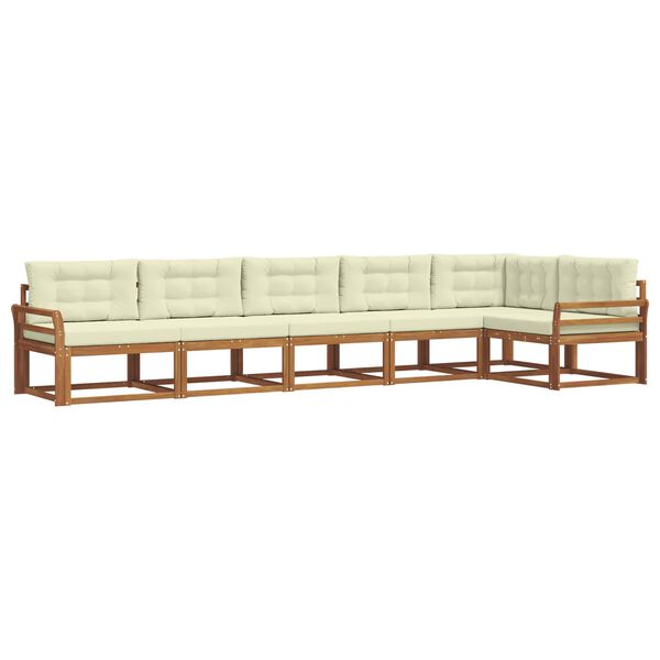 vidaXL Conjunto de sof&aacute;s de exterior con coj&iacute;n 6 pcs Natural y Crema