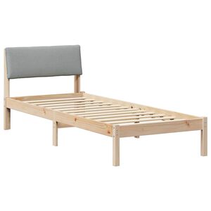 vidaXL Estructura de cama con cabecera Marr&oacute;n y gris claro 75 x 190 cm