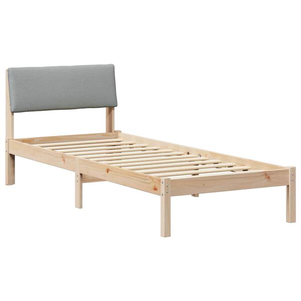 vidaXL Estructura de cama con cabecera Marrón y gris claro 75 x 190 cm