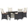 vidaXL Conjunto de Comedor de Jard&iacute;n 5 uds. Negro rat&aacute;n sint&eacute;tico