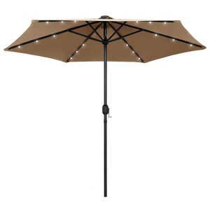 vidaXL Sombrilla de jard&iacute;n con luces LED palo de aluminio taupe 270 cm