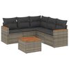 vidaXL Set de muebles de jard&iacute;n 6 pzas y cojines rat&aacute;n sint&eacute;tico gris
