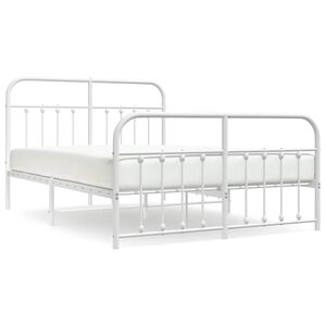 vidaXL Estructura cama sin colch&oacute;n con estribo metal blanco 150x200 cm