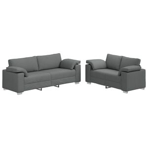 vidaXL Sof&aacute; 2 pcs Gris oscuro 219 x 80 x 82 cm tela