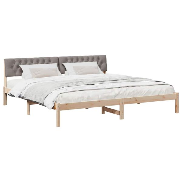 vidaXL Estructura de cama con cabecera Marr&oacute;n y taupe 200 x 200 cm