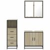 vidaXL Set de muebles de ba&ntilde;o 3 pzas madera contrachapada roble Sonoma
