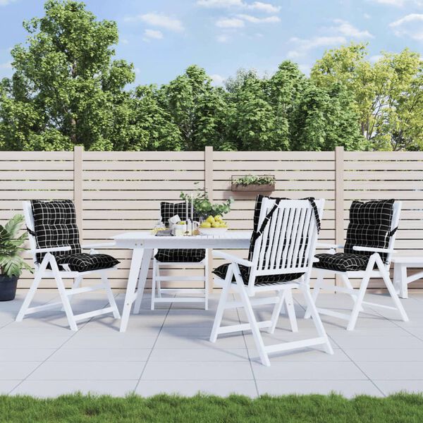 vidaXL Cojines de silla respaldo bajo 4 uds tela Oxford cuadros negro