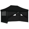 vidaXL Tienda de fiesta plegable Pop-Up con 4 paredes laterales negra