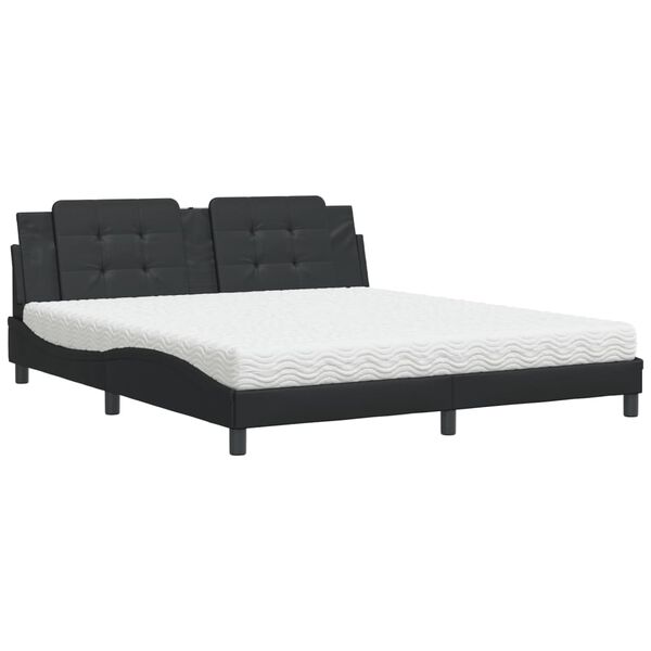 vidaXL Cama con colchón Zadar cuero sintético negro 180x200 cm