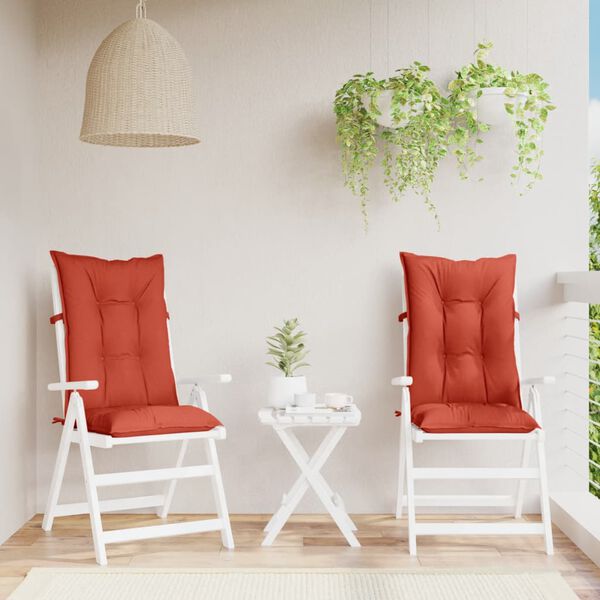vidaXL Cojines silla respaldo alto 2 uds tela rojo melange 120x50x7 cm