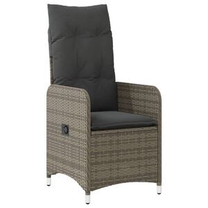 vidaXL Sill&oacute;n reclinable de jard&iacute;n con cojines rat&aacute;n sint&eacute;tico gris