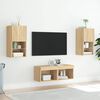 vidaXL Muebles de TV de pared con luces LED 4 piezas roble Sonoma