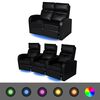vidaXL Sillones de 2 y 3 plazas con LED cuero sint&eacute;tico negro
