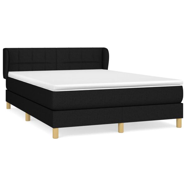 vidaXL Cama box spring con colch&oacute;n tela negro 140x200 cm