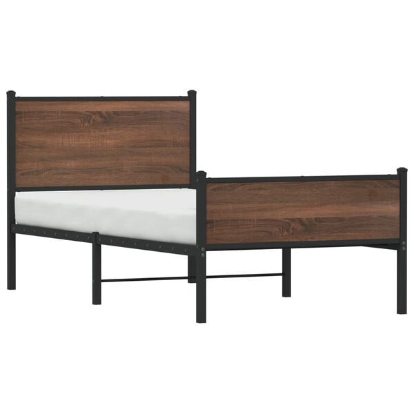 vidaXL Estructura de cama sin colchón metal marrón roble 75x190 cm