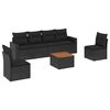 vidaXL Set de comedor de jard&iacute;n 7 pzas y cojines rat&aacute;n sint&eacute;tico negro