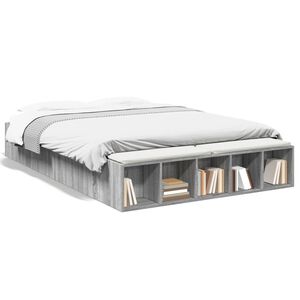 vidaXL Estructura de cama madera de ingenier&iacute;a gris Sonoma 150x200 cm