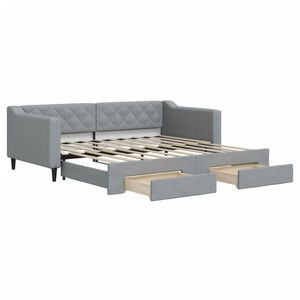 vidaXL Sof&aacute; cama nido con cajones tela gris claro 90x190 cm