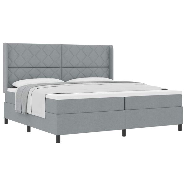 vidaXL Cama tipo Box Spring con colch&oacute;n Gris Claro 200 x 200 cm tela