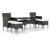 vidaXL Set comedor jard&iacute;n 5 pzas rat&aacute;n sint&eacute;tico vidrio templado negro
