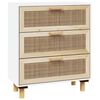 vidaXL Aparador blanco madera pino maciza y rat&aacute;n natural 60x30x70 cm