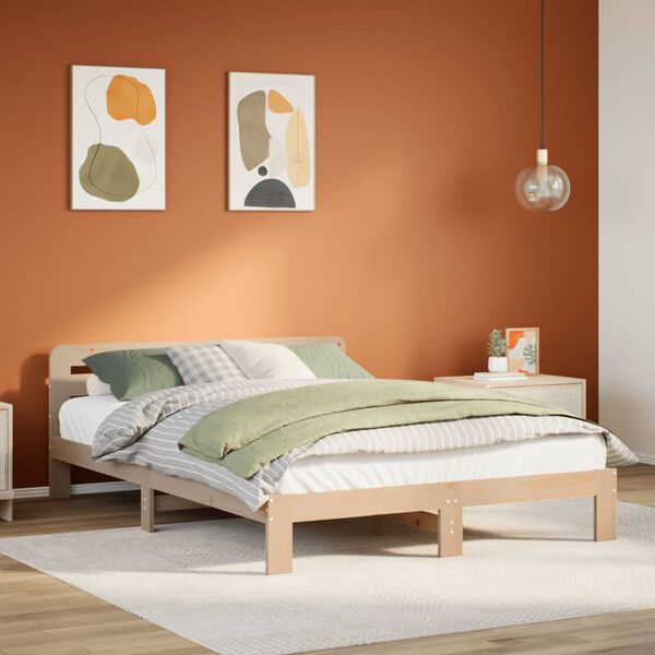 vidaXL Estructura de cama sin colch&oacute;n madera maciza de pino 120x190 cm