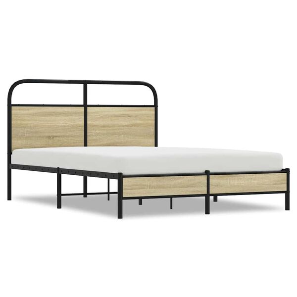 vidaXL Estructura de cama sin colch&oacute;n 140x190 cm madera roble Sonoma