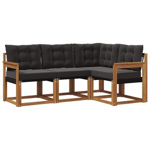 vidaXL Conjunto de sof&aacute;s de exterior con coj&iacute;n 4 pcs Natural y negro